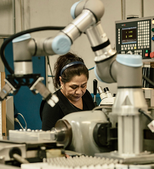 woman working in advanced technology factory
